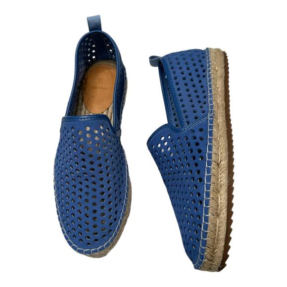 Bill Blass Sutton Perforated Blue Espadrille Flat Size 7 - Picture 10 of 11